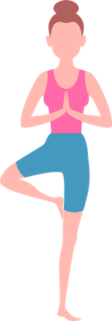 Chica haciendo yoga de pie  Ilustración