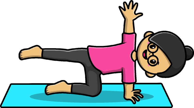 Chica haciendo yoga en casa  Ilustración