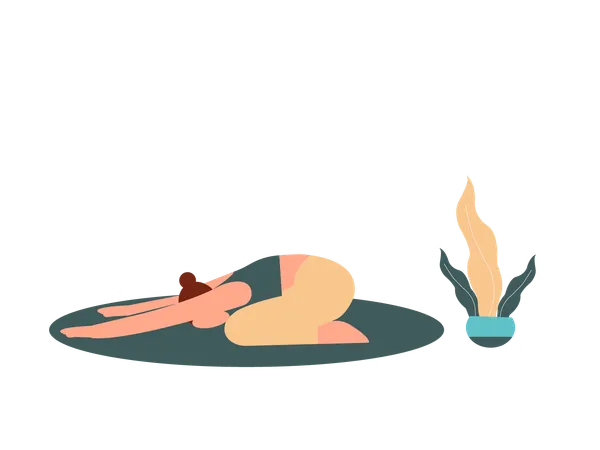 Chica haciendo yoga en casa  Ilustración