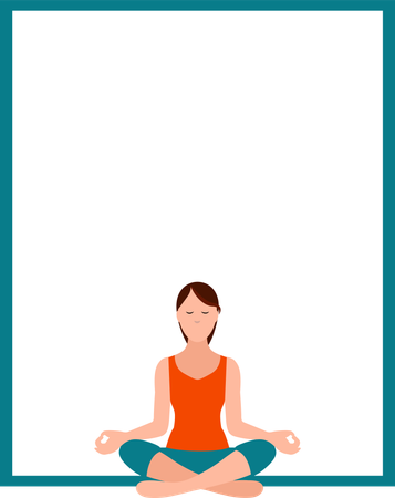 Chica haciendo yoga en postura de loto  Ilustración