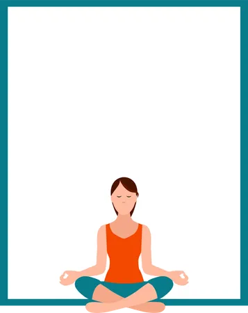 Chica haciendo yoga en postura de loto  Ilustración