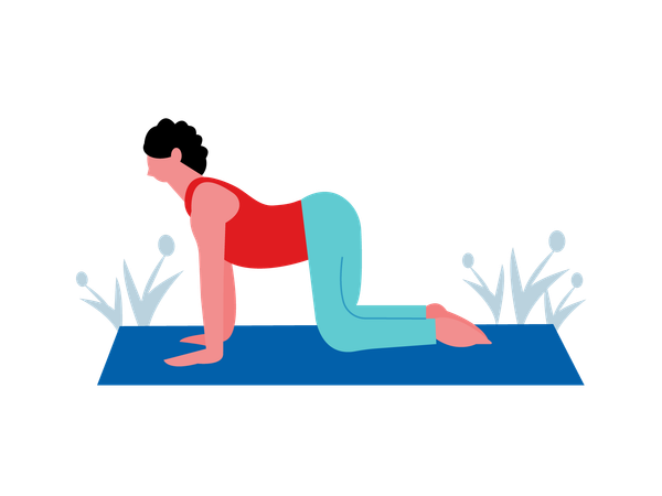 Ilustración de una chica de yoga haciendo pose de mesa de equilibrio  Ilustración