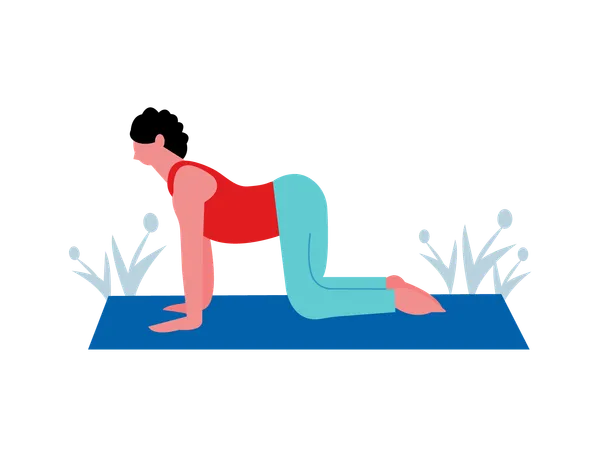 Ilustración de una chica de yoga haciendo pose de mesa de equilibrio  Ilustración