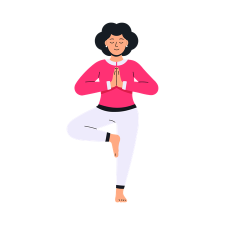 Chica haciendo yoga  Ilustración