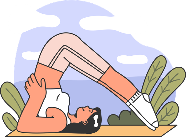 Chica haciendo yoga matutino  Ilustración