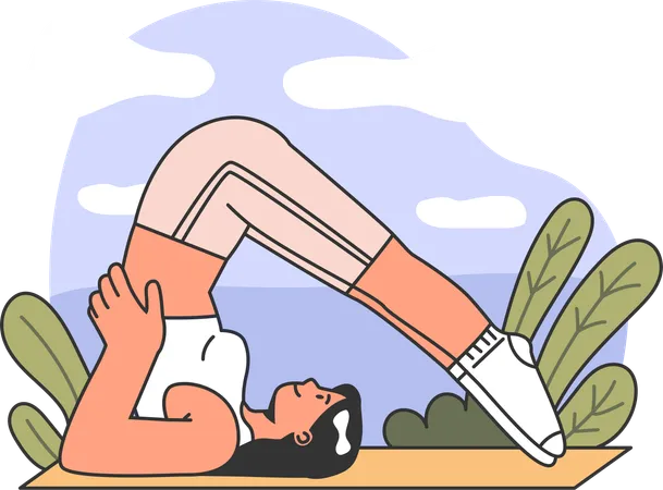 Chica haciendo yoga matutino  Ilustración