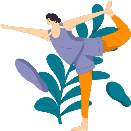 Chica haciendo yoga matutino  Ilustración