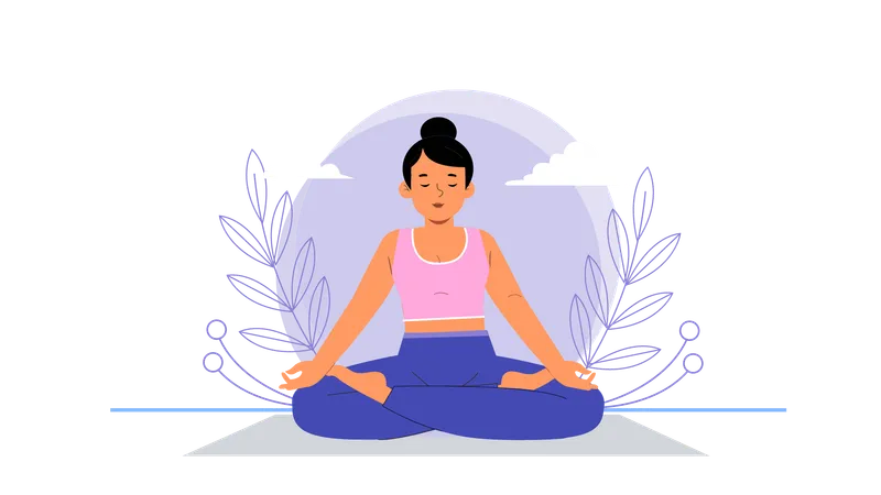 Chica haciendo yoga matutino  Ilustración