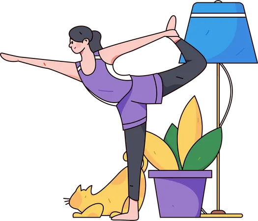 Chica haciendo yoga matutino  Ilustración