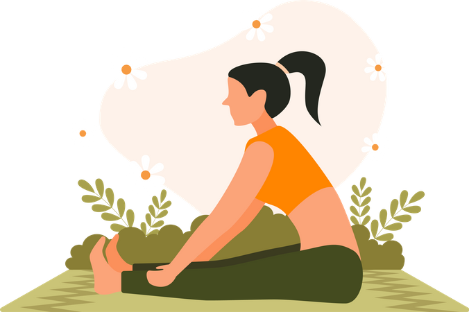 Chica haciendo yoga matutino  Ilustración