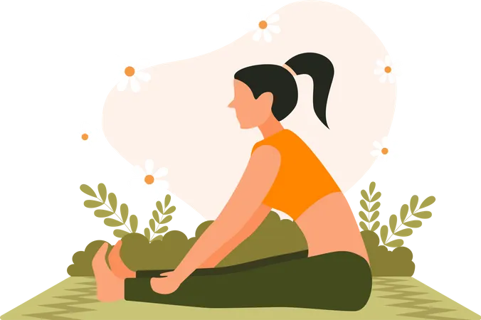 Chica haciendo yoga matutino  Ilustración