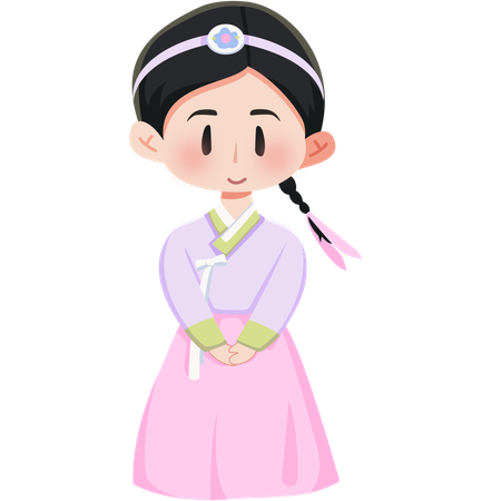 Chica hanbok coreana  Ilustración