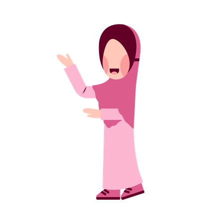 Chica hijab explicando algo  Ilustración