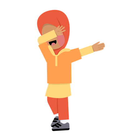 Chica islámica feliz haciendo dab  Ilustración