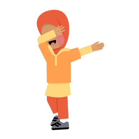 Chica islámica feliz haciendo dab  Ilustración