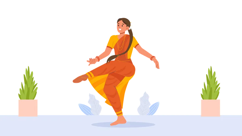 Chica joven haciendo danza clásica  Ilustración