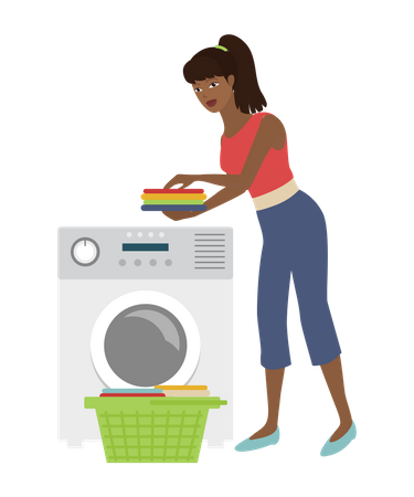 Chica lavando ropa  Ilustración