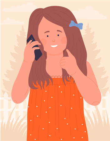 Chica llamando por teléfono  Illustration