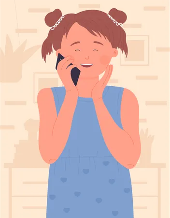 Chica llamando por teléfono  Ilustración