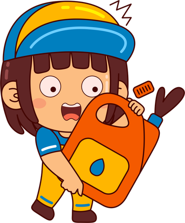 Chica mecánica con lata de gasolina  Ilustración