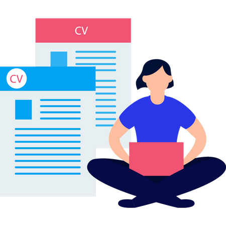 Chica mirando CV  Illustration