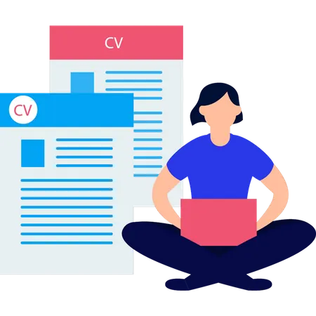 Chica mirando CV  Illustration