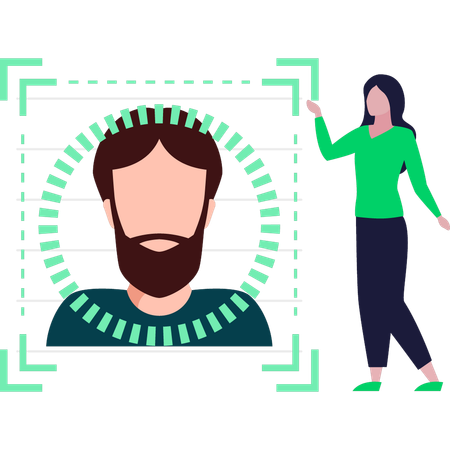 Chica mirando identificación de seguridad  Illustration