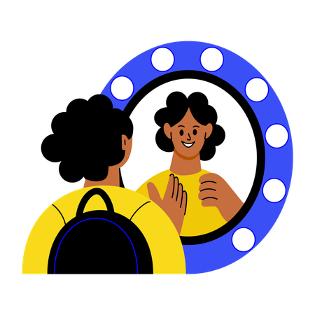 Chica mirándose en el espejo  Illustration