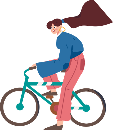 Niña montando bicicleta  Ilustración