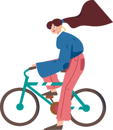 Niña montando bicicleta  Ilustración