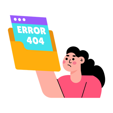 Chica mostrando archivos corruptos  Ilustración