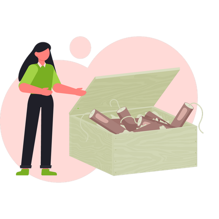 Niña mostrando una caja de petardos  Illustration