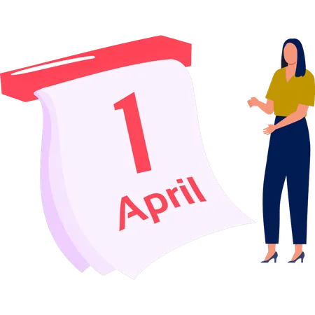 Chica mostrando calendario  Ilustración