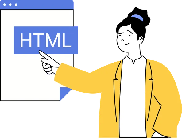 Chica mostrando código html  Ilustración