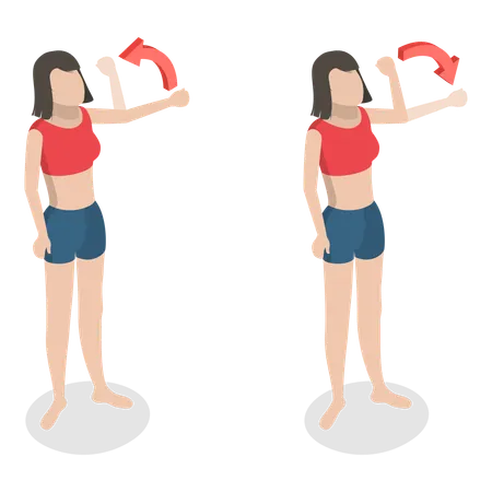 Chica mostrando movimiento muscular  Ilustración