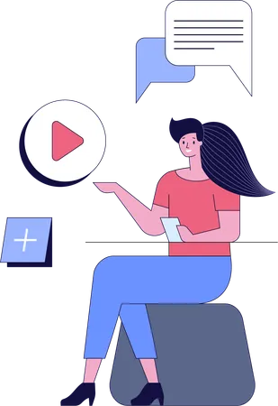 Chica mostrando video de negocios  Ilustración