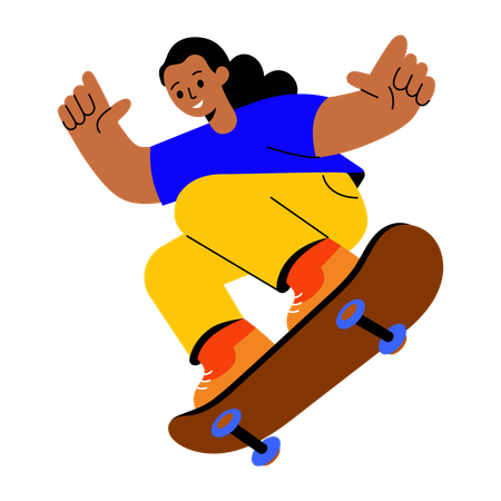 Chica mostrando un truco de skate  Illustration