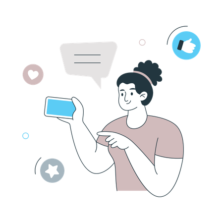 Chica mostrando Vlogging  Ilustración