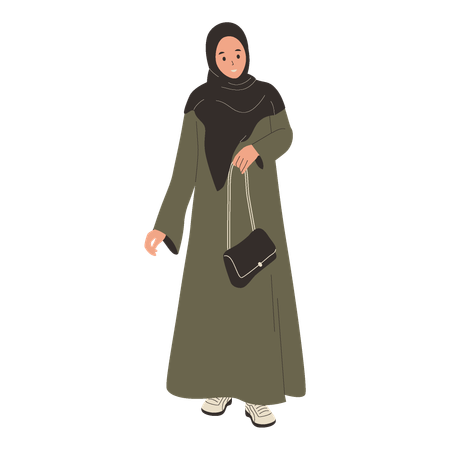 Chica musulmana usando hijab  Ilustración