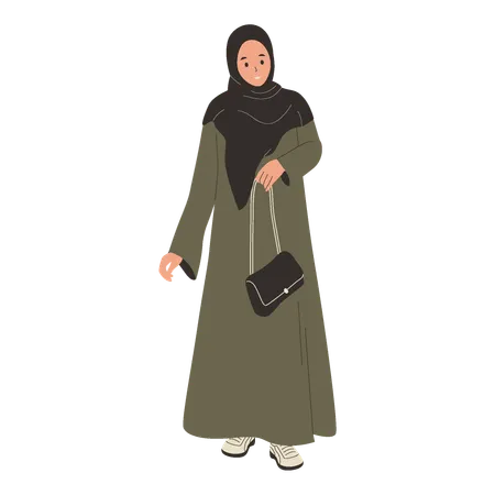 Chica musulmana usando hijab  Ilustración