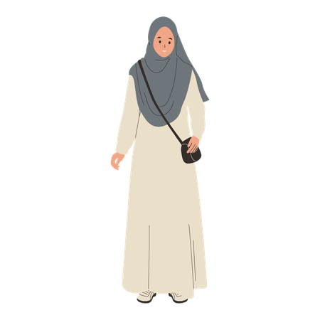 Chica musulmana usando hijab  Ilustración