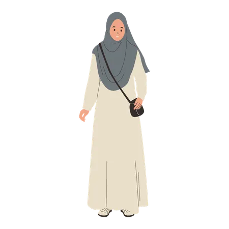 Chica musulmana usando hijab  Ilustración