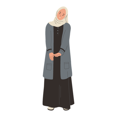 Chica musulmana usando hijab  Ilustración