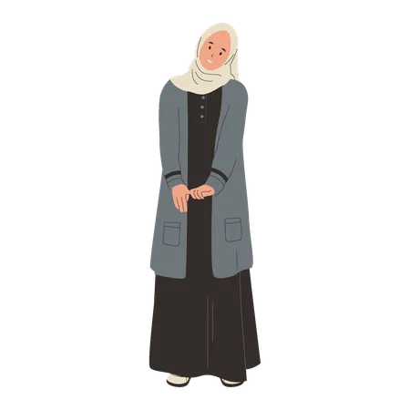 Chica musulmana usando hijab  Ilustración