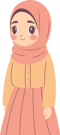 Chica musulmana guapa y feliz con hijab  Ilustración