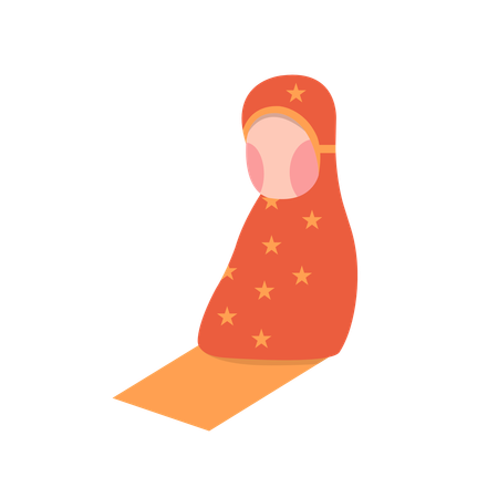 Chica musulmana haciendo oración  Ilustración