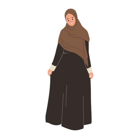 Chica musulmana mostrando su hijab  Ilustración