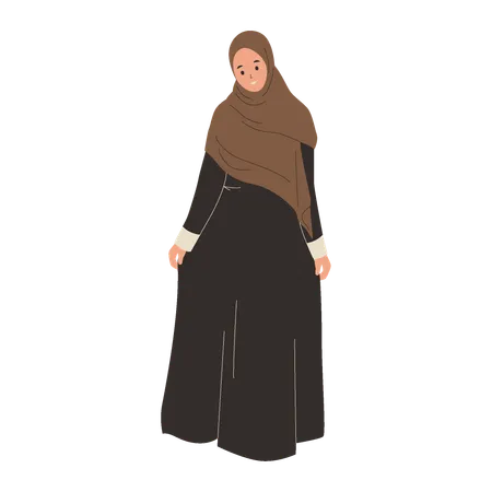 Chica musulmana mostrando su hijab  Ilustración