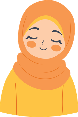 Chica musulmana sonriendo usando hijab  Ilustración