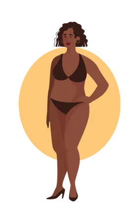 Chica negra en bikini  Ilustración